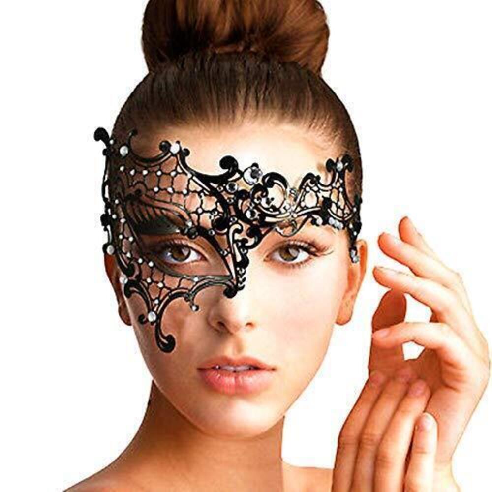 7948 Masquerade Mask ,Shiny Rhinestone Half Face Metal Mask Fit
